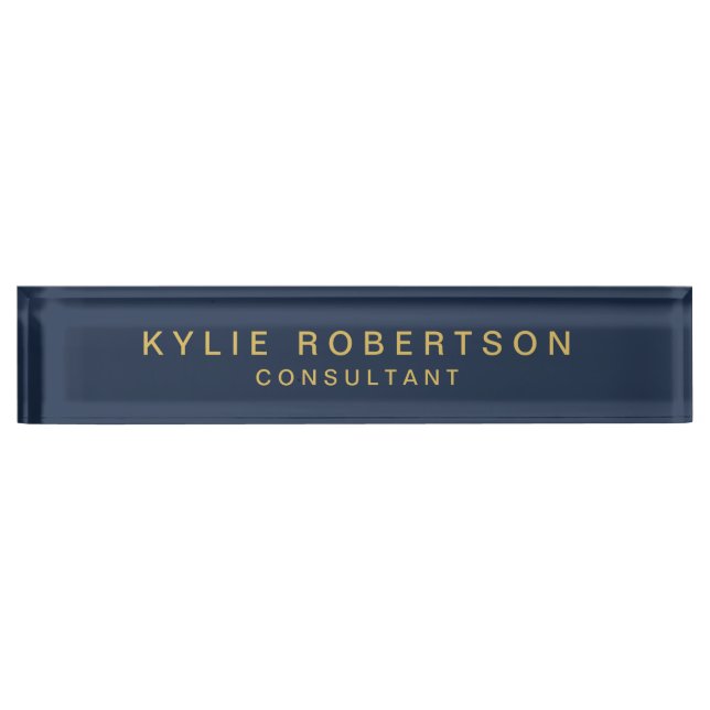 Blue Gold Colours Professional Trendy Modern Plain Nameplate (Front)