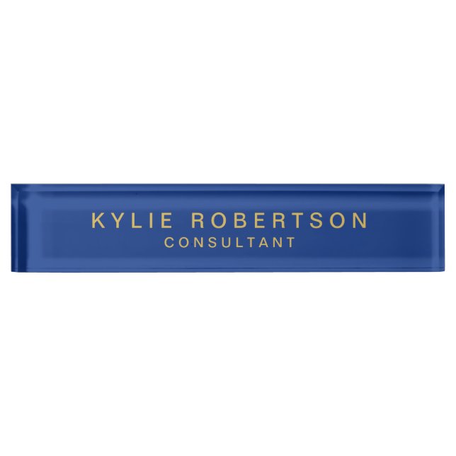 Blue Gold Colours Professional Trendy Modern Plain Nameplate (Front)