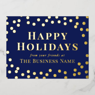 Blue Gold Confetti Business Joyeux Vacances