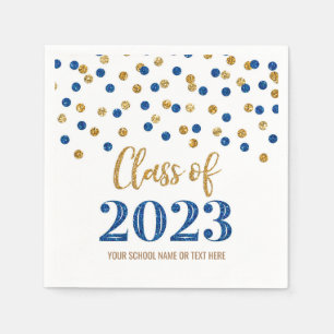 Blue Gold Confetti Class of 2023  Napkin