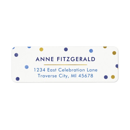 Blue & Gold Confetti Return Address Labels
