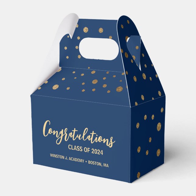 Blue gold Congratulations class of 2024 graduation Favor Box (Front Side)