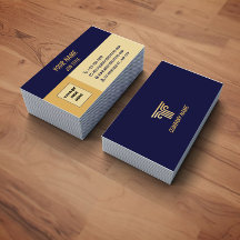 Blue Gold Corporate QR Code Business Card