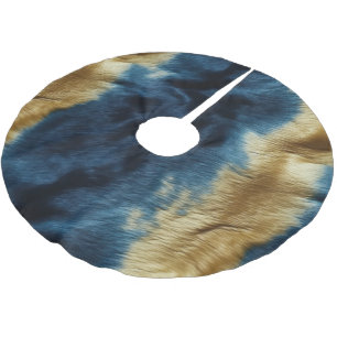 Blue Gold Cowhide Brushed Polyester Tree Skirt