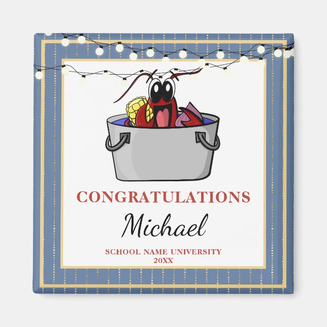 Blue Gold Crawfish Boil Graduation Party Magnet (Front)