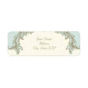 Blue Gold Cream Vintage Frame Return Address