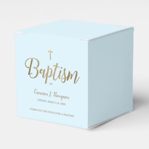 Blue Gold Cross Baby Boy Baptism Thank you  Favor Box