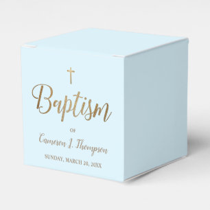Blue gold cross Baptism Thank you Custom  Favor Box