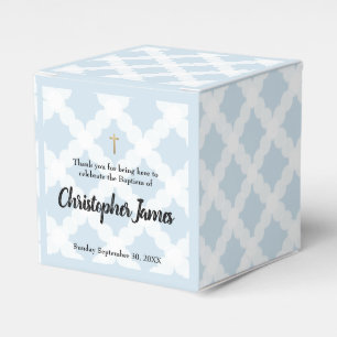 Blue Gold Cross Personalized Baby Boy baptism Favor Box