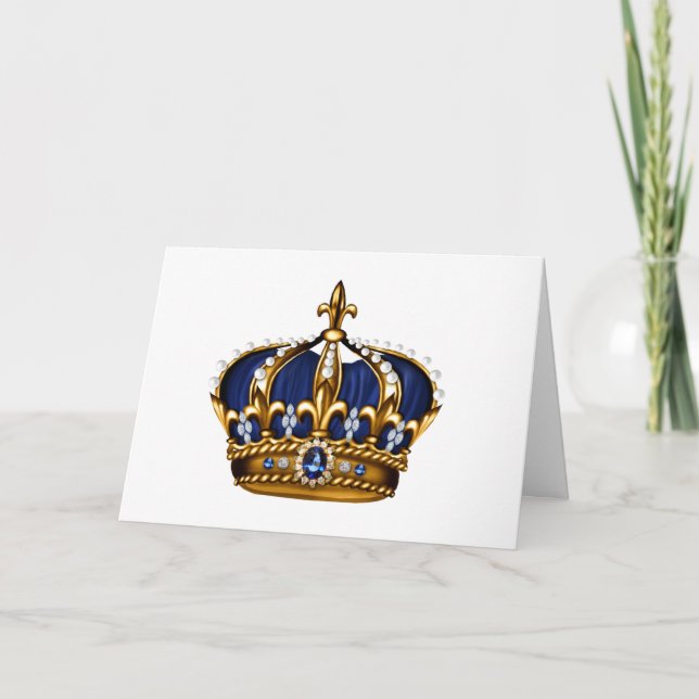 Blue Gold Crown Note Card (Front)