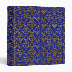 Blue & Gold Damask Pattern Binder