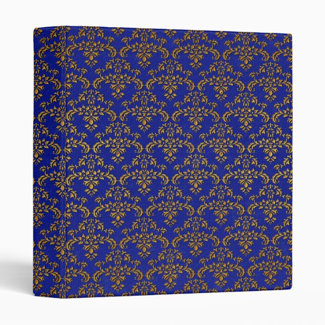 Blue & Gold Damask Pattern Binder (Front/Spine)
