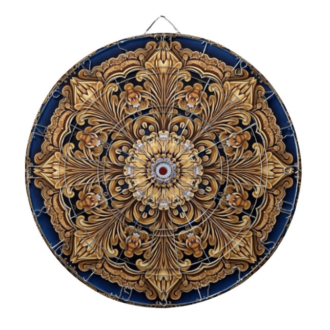 Blue Gold Decorative Dartboard (Front)