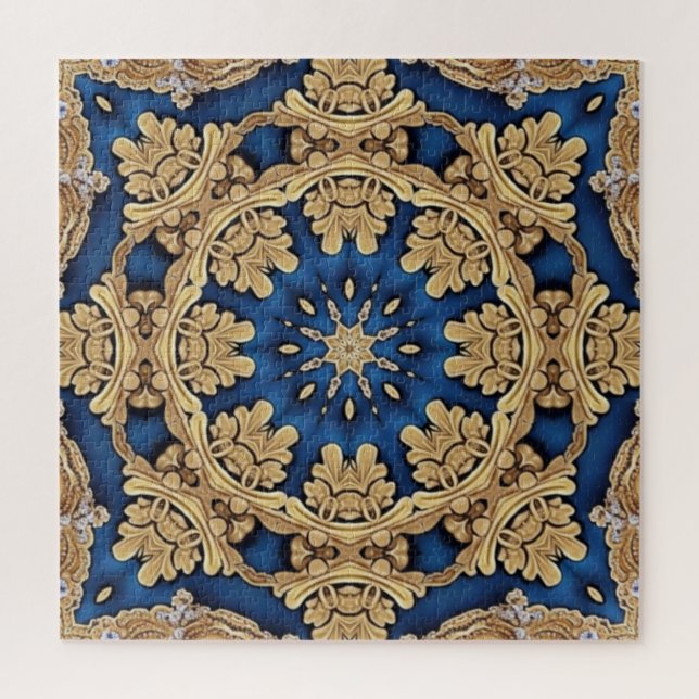 Blue Gold Decorative Jigsaw Puzzle (Vertical)