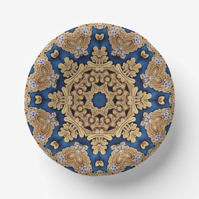 Blue Gold Decorative Paper Bowls Paper Plate (Front)