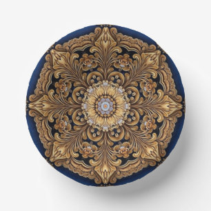 Blue Gold Decorative Paper Bowls Plate