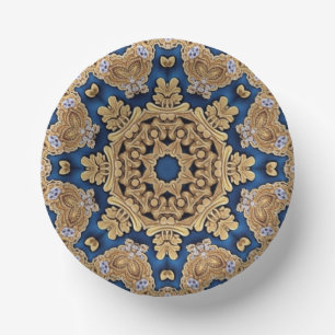 Blue Gold Decorative Paper Bowls Plate