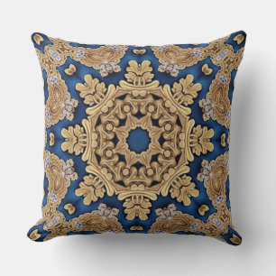 Blue Gold Decorative Throw Pillow
