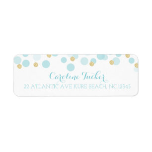 Blue Gold Dots Baby Shower Address Label
