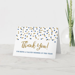 Blue Gold Dots Employee Appreciation Card
