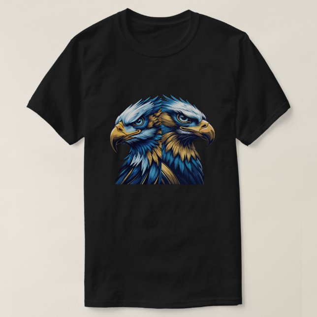 Blue & Gold Eagle Head – Premium Modern Vector Art T-Shirt (Design Front)