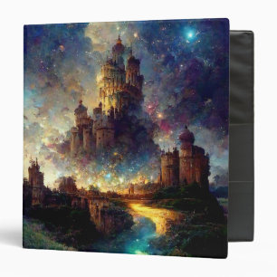 Blue Gold Fairy Fantasy Art 3 Ring Binder