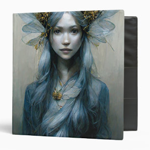 Blue Gold Fairy Fantasy Art 3 Ring Binder