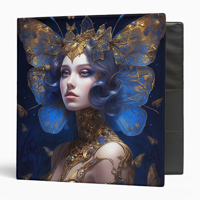 Blue Gold Fairy Fantasy Art Binder (Front/Inside)