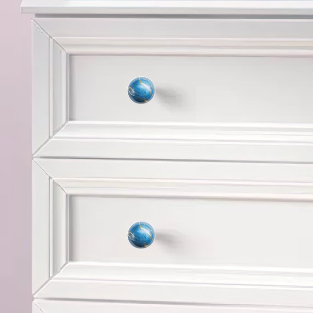 Blue Gold Faux Marble Orb Ceramic Knob (Creator Uploaded)