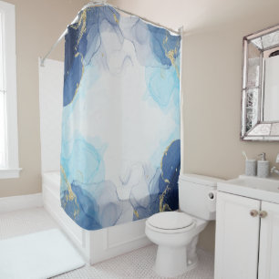 Blue Gold Fluid Art In Alcohol Ink Technique Showe