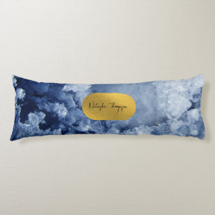 Blue Gold Foil Sea Crystals Signature  Body Pillow