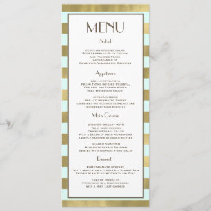 Blue Gold Foil Stripes Menu