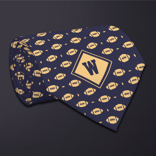 Blue Gold Football Icon Necktie
