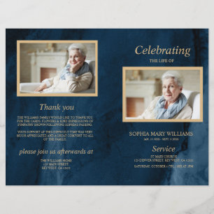 Blue & Gold Funeral Program Order of Service