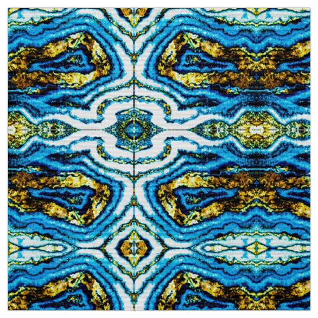 Blue & Gold Geode Fabric (Swatch)