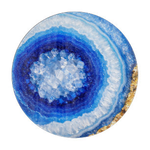 Blue Gold Geode Resin Pattern Cutting Board