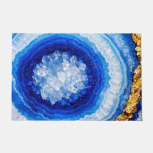 Blue Gold Geode Resin Pattern Doormat