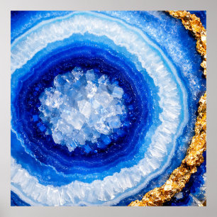 Blue Gold Geode Resin Pattern Poster