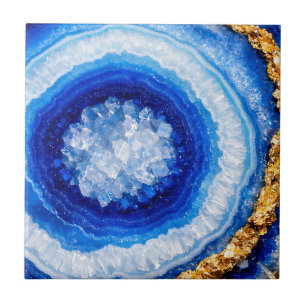 Blue Gold Geode Resin Pattern Tile