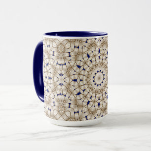 Blue Gold Geometric Floral Mug