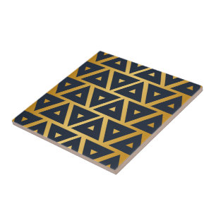 Blue Gold Geometric pattern Tile