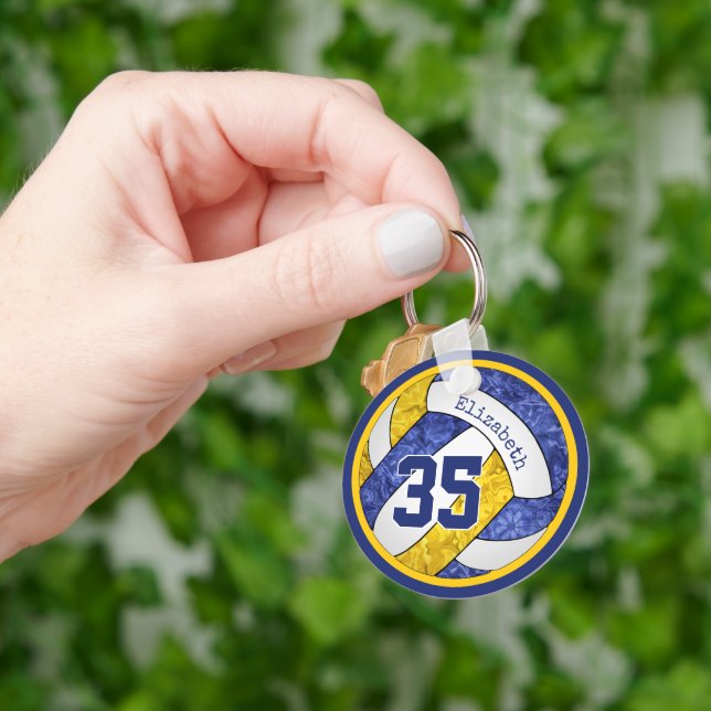 blue gold girls volleyball team colours keychain (Hand)
