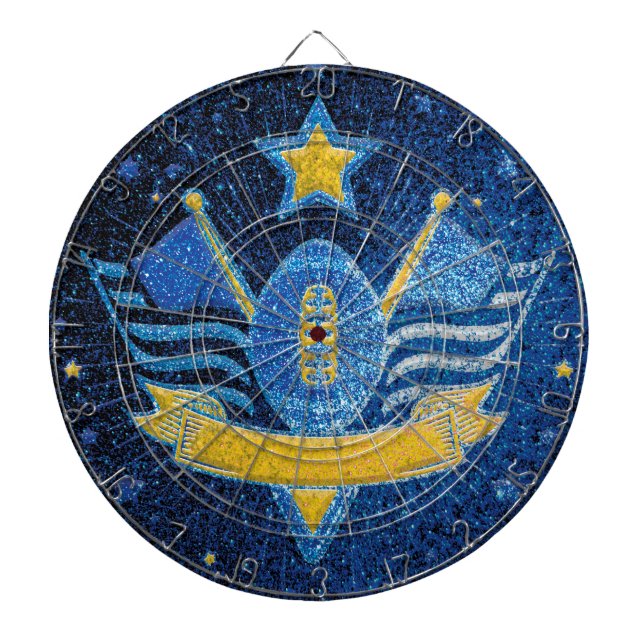 Blue Gold Glitter American Football Jersey MVP  Dartboard (Front)