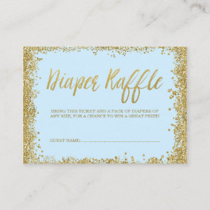 Blue Gold Glitter Diaper Raffle Ticket Enclosure Card