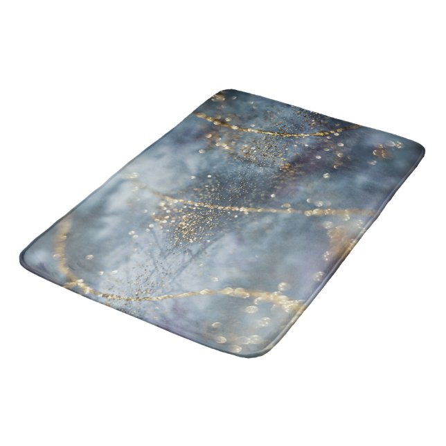 Blue Gold Glitter Glam 1 Bath Mat (Angled)