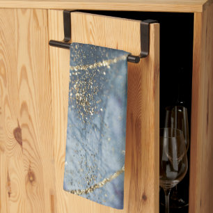 Blue Gold Glitter Glam 1 Kitchen Towel