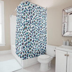 Blue Gold Glitter Leopard Pattern