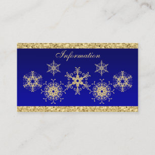 Blue, Gold Glitter LOOK Snowflakes Enclosure Card