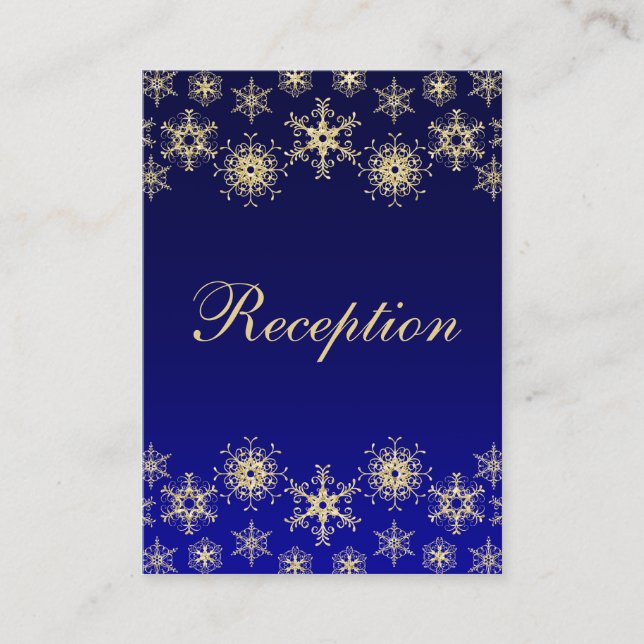 Blue, Gold Glitter LOOK Snowflakes Enclosure Card (Front)