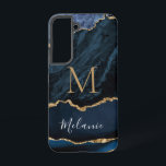 Blue Gold Glitter Marble Cuatom Name and Letter Samsung Galaxy Case<br><div class="desc">Samsung Galaxy Cases or iPhone Cases with Monogram Name Agate Navy Blue Gold Gemstone Marble Geode Glitter Sparkle Personalized Birthday - Anniversary or Wedding Gift / Suppliest - Add Your Letter / Name - Text or Remove - Make Your Special Gift - Resize and move or remove and add text...</div>
